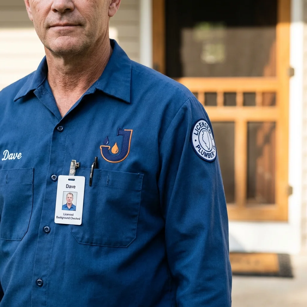Licensed plumber showing ID badge in Manchester, TN
